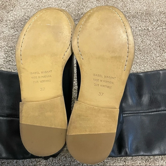 Isabel Marant Black Chess Leather Tall Boots Women's EU 37 Made in Portugal - Picture 11 of 16